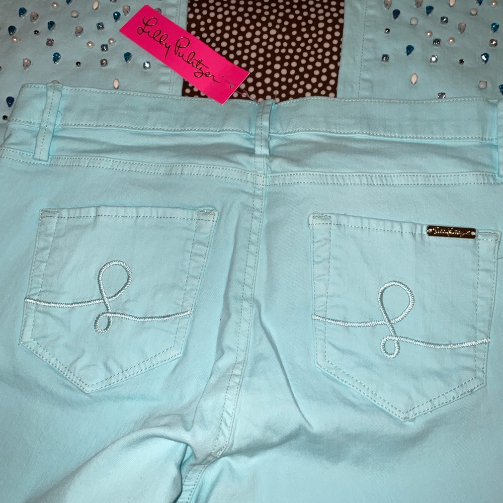 Lilly Pulitzer NWT 27 1/2" South Ocean Crop Flare Pants Whisper Blu Size 00 - Picture 10 of 16